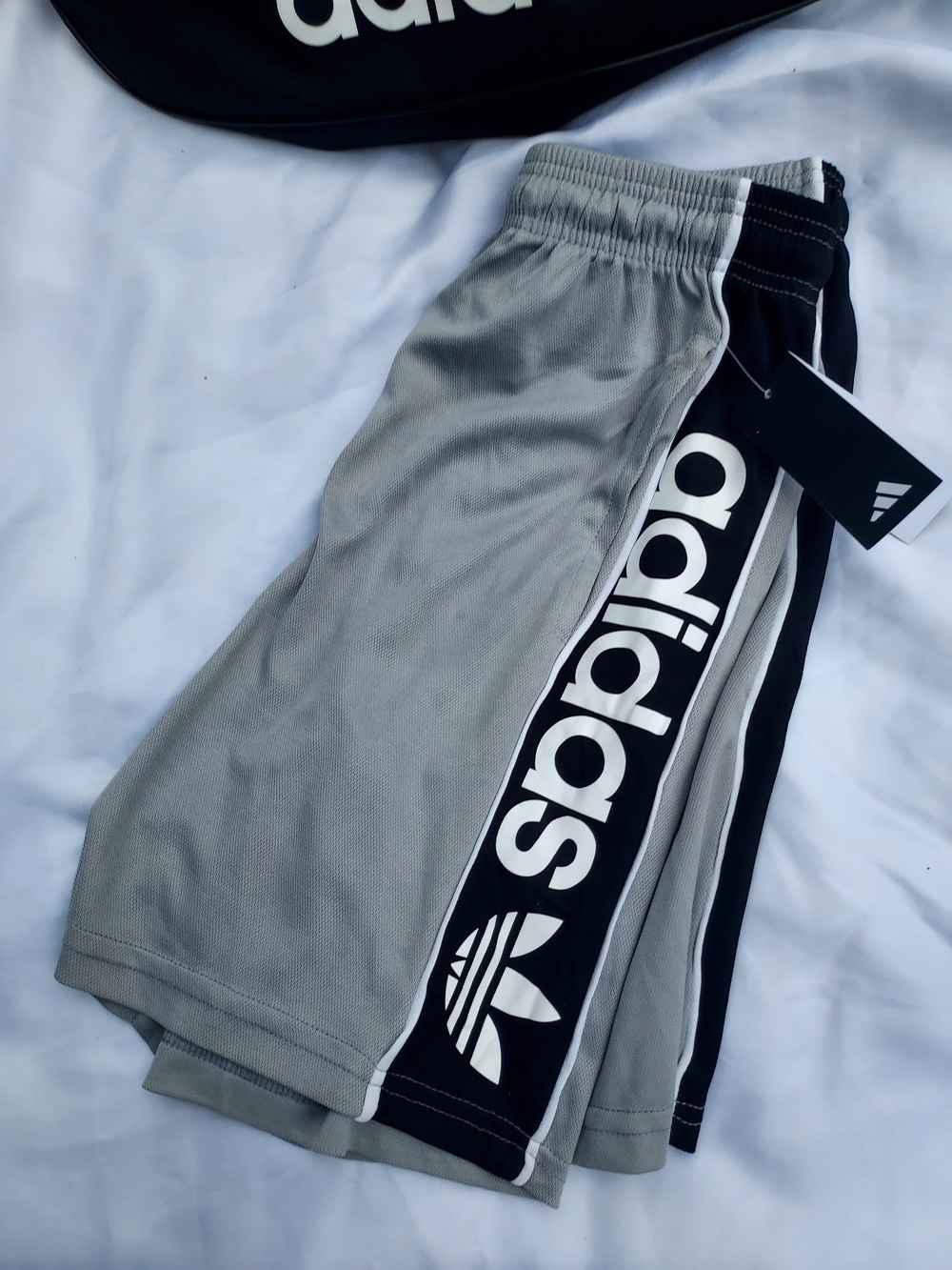 Men's adidas Gray and Black Side-Logo Athletic Shorts